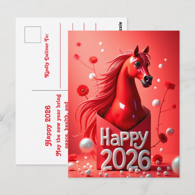 Pferdejahr 2026 postkarte (Vorne/Hinten)