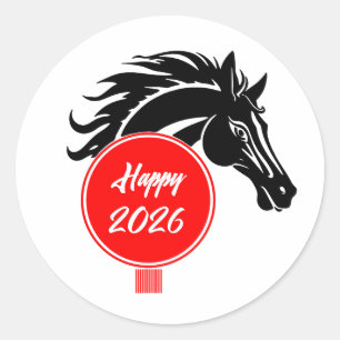 Pferdejahr 2026 runder aufkleber