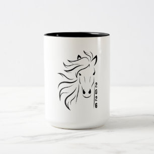 Pferdejahr 2026 zweifarbige tasse