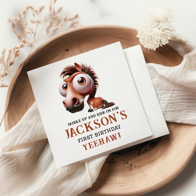 Pferdekarikaturen 1. Geburtstag Party Serviette (Von Creator hochgeladen)