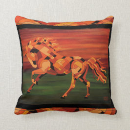 Pferdekissen, orange Pferd, Chesnut Pferdekunst Kissen