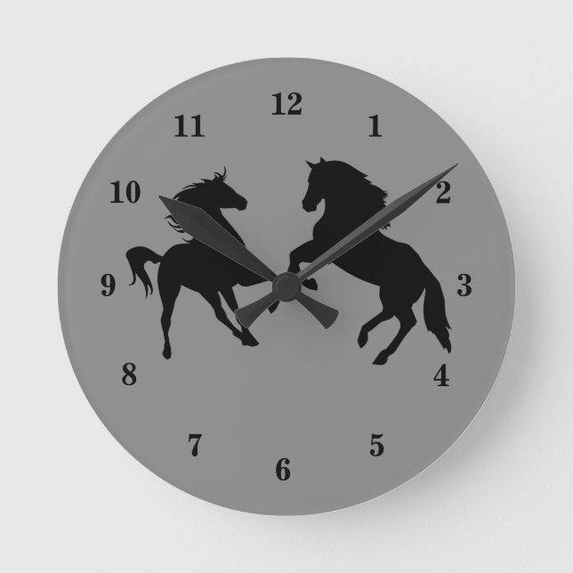 Pferdeklemme mit benutzerdefinierten Schriftart un Runde Wanduhr (Vorderseite)