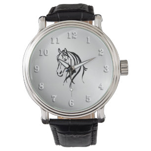 Pferdekopf auf Silber Armbanduhr