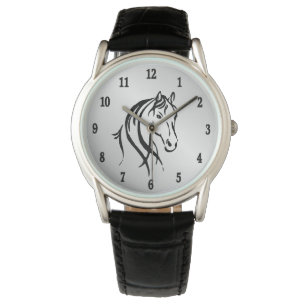 Pferdekopf auf Silber Armbanduhr