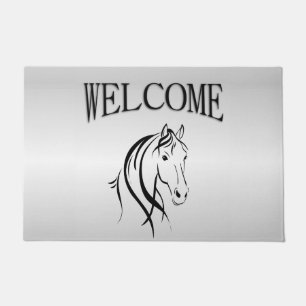 Pferdekopf auf Silver Welcome Fußmatte
