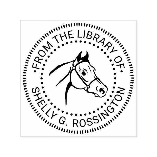 Pferdekopf "From the Library of" Buchname NT Permastempel (Design)