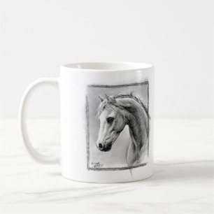 Pferdekopf Kohle zeichnend Pferdekunst Kaffeetasse