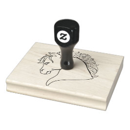 Pferdekopf, Line Art, Big 4" x 5" Gummi Briefmarke Gummistempel