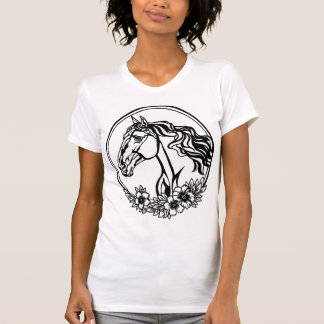Pferdekopf mit Blume T-Shirt