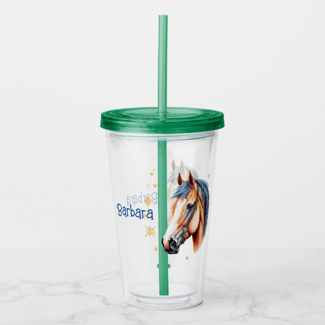 Pferdekopf personalisieren acryltrinkbecher (Vorderseite)