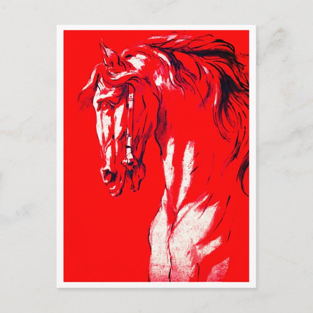 Pferdekopf (rot) postkarte (Vorderseite)