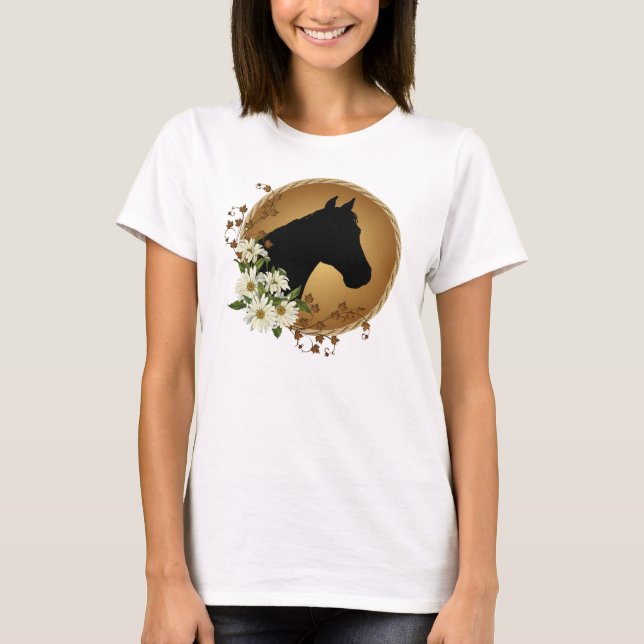 Pferdekopf-Silhouette-Damen-T-Shirt T-Shirt (Vorderseite)
