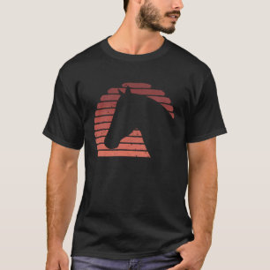 Pferdekopf-Sonnenuntergangs-Silhouette Mädchen Pfe T-Shirt