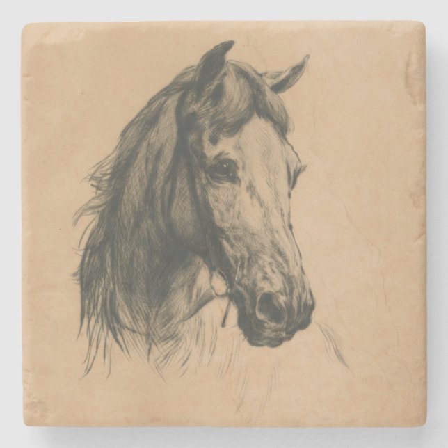 Pferdekopf (von Heywood Hardy) Steinuntersetzer (Vorderseite)
