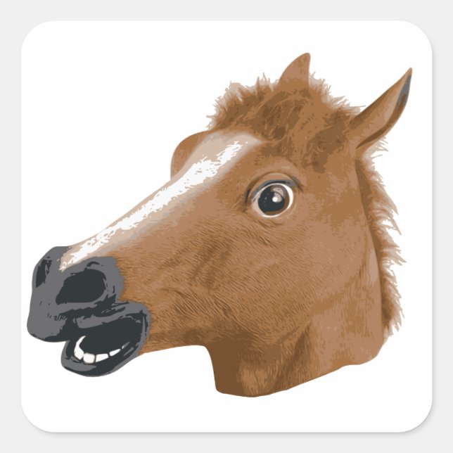 Pferdekopfmaske Quadratischer Aufkleber (Vorderseite)