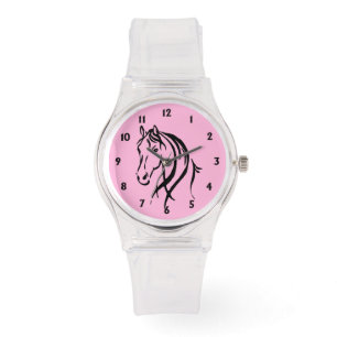Pferdekopfschwarze Zahlen Armbanduhr