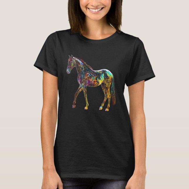 Pferdekunst Farbiges Tierpferd T-Shirt (Vorderseite)