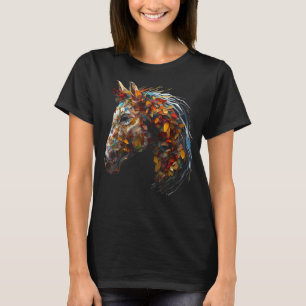 Pferdekunst Herbstblätter Reittier Pferd T-Shirt
