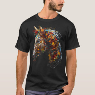 Pferdekunst Herbstblätter Reittier Pferd T-Shirt