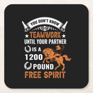 Pferdekunst Sie kennen Teamwork nicht Rechteckiger Pappuntersetzer