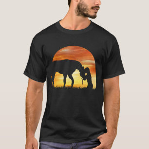 Pferdeliebe Sonnenuntergang Schatten Mädchen mit P T-Shirt