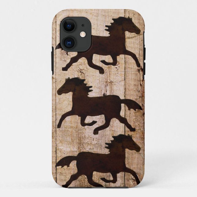 Pferdeliebhaber-Cowboy rustikaler hölzerner iPhone Case-Mate iPhone Hülle (Rückseite)