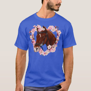 Pferdeliebhaber Geschenke Braunpferd mit Blume 1 T-Shirt