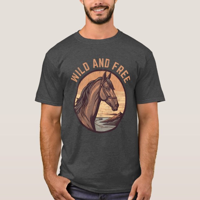 Pferdeliebhaber Wilder und freier Junge T-Shirt (Vorderseite)