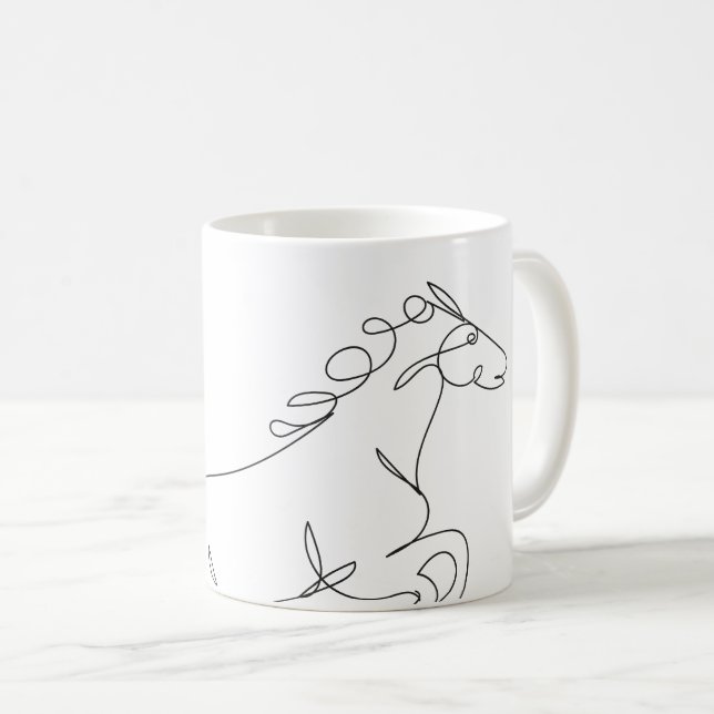 Pferdelinie Zeichnen Kaffeetasse (VorderseiteRechts)
