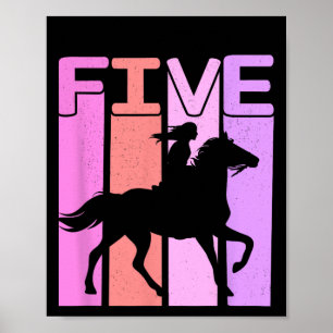 Pferdemädchen 5. Geburtstag Reiten 5 Jahre alt Poster