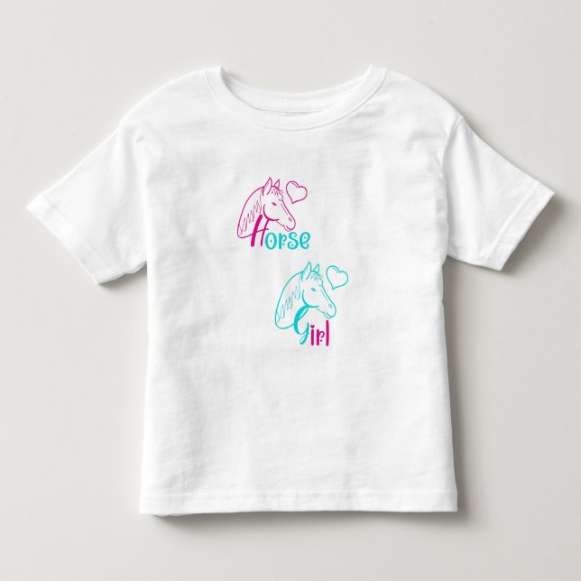 Pferdemädchen in Rosa und Türkis Kleinkind T-shirt (Vorderseite)