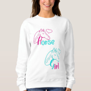 Pferdemädchen in Rosa und Türkis Sweatshirt