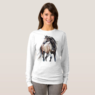 Pferdemalerei Langarm Oberteil T-Shirt