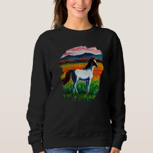 Pferdemalerei Vintage Retro Pferdereiten Pferd Sweatshirt