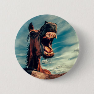 Pferdemaul Zähne Wiehern Wildpferd Tier Button