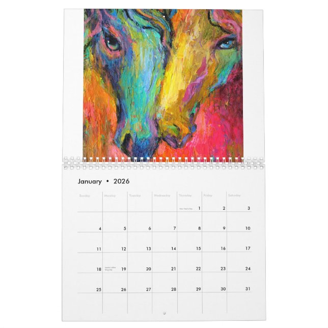 Pferdepferdeartiger Kunst Wandkalender Svetlana (Jan 2026)