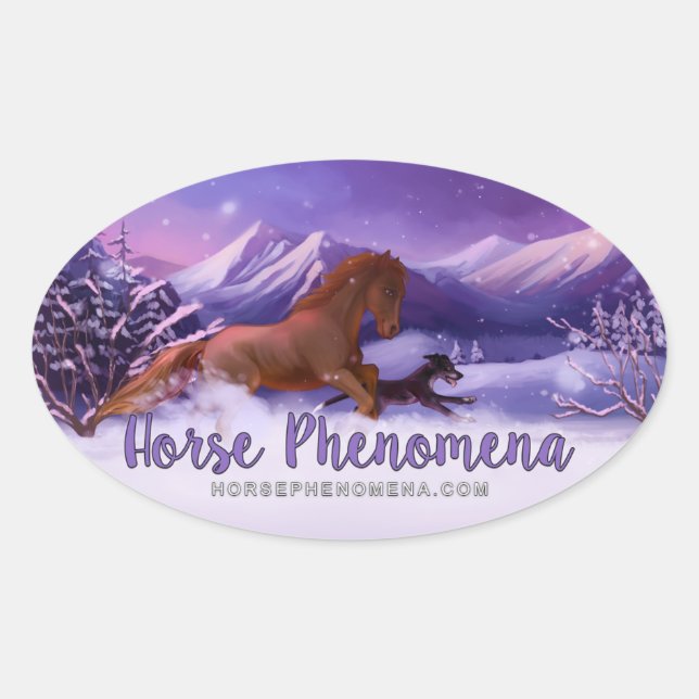 Pferdephänomena Winteraufkleber Ovaler Aufkleber (Vorderseite)
