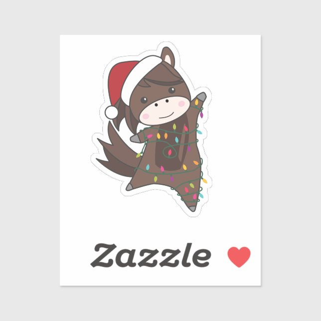 Pferdepony Weihnachten Schnee Winter Tiere Pferde  Aufkleber (Blatt)