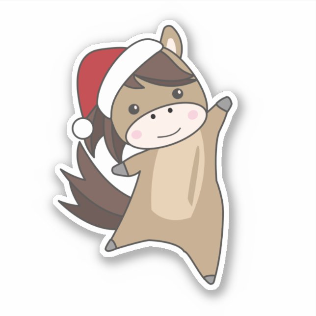 Pferdepony Weihnachten Schnee Winter Tiere Pferde  Aufkleber (Vorderseite)