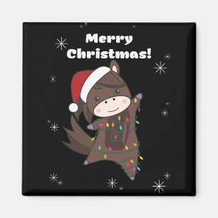 Pferdepony Weihnachtsschnee Wintertiere Pferde Magnet