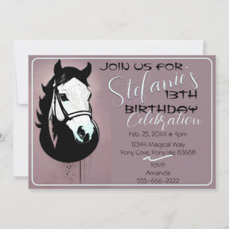 Pferdeportrait in Mauve Einladung