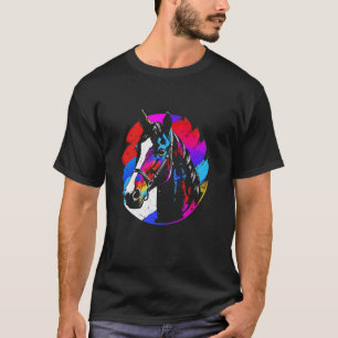 Pferdeporträt - Vintage abstraktes Reitsportmotiv T-Shirt