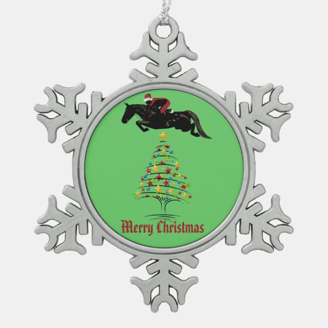 Pferdepullover-Weihnachten Schneeflocken Zinn-Ornament (Vorderseite)