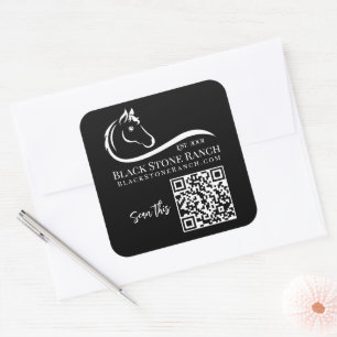 Pferderanch-Logo Reittier Stable-Branding QR Quadratischer Aufkleber