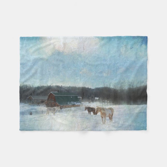 Pferderasse, Scheunen und Schneebemalung Fleecedecke (Vorderseite (Horizontal))
