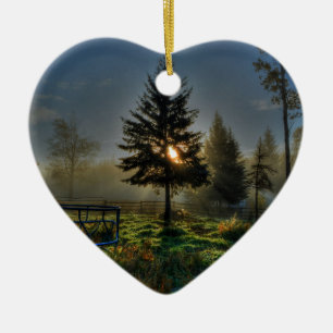 Pferderasse Sonnenaufgang Natur Foto Keramikornament