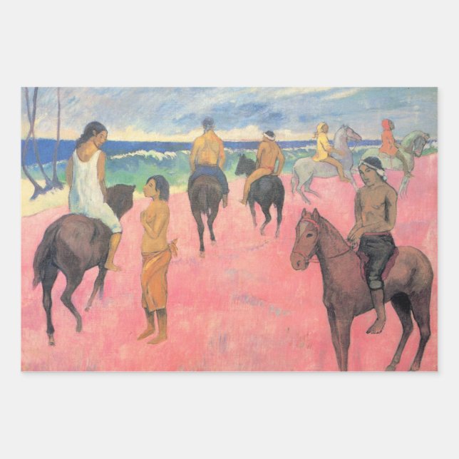 Pferdereiten am Strand von Tahiti (Paul Gaugin) Geschenkpapier Set (Vorderseite)