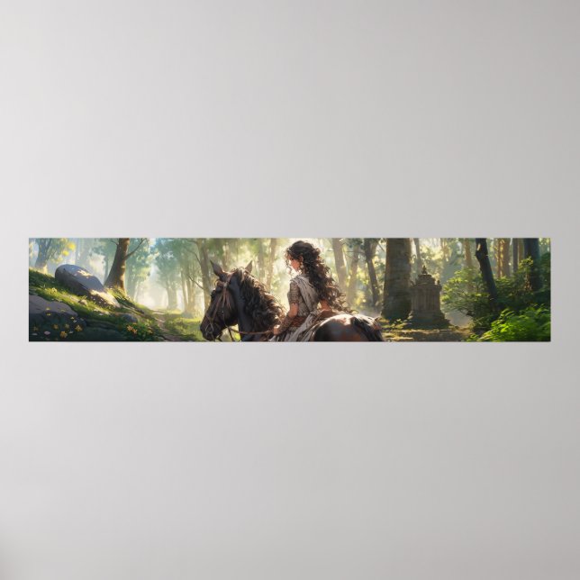 Pferdereiten im Wald - Ultra-wide Poster (Vorne)