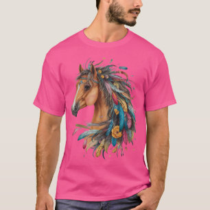 Pferdereiten mit Blumenstrauß für Mädchen Reitstal T-Shirt