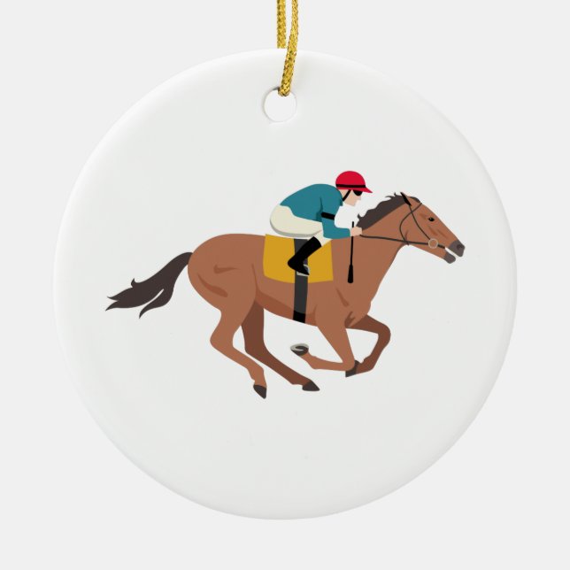 Pferdereiter Kentuckys Derby Keramik Ornament (Vorne)